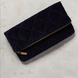 Anthropologie Downtown Quilted Velvet Clutch